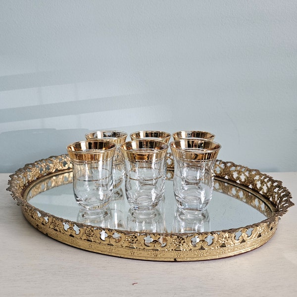 Vintage MCM gold rimmed shot glasses set of 6