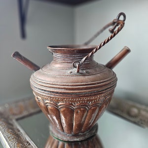 Antique double spout copper kettle