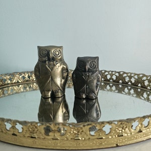 Vintage Brass Owls in suits set of 2
