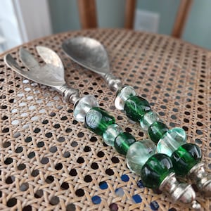 Vintage silver serving spoon and fork