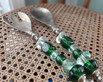 Vintage silver serving spoon and fork