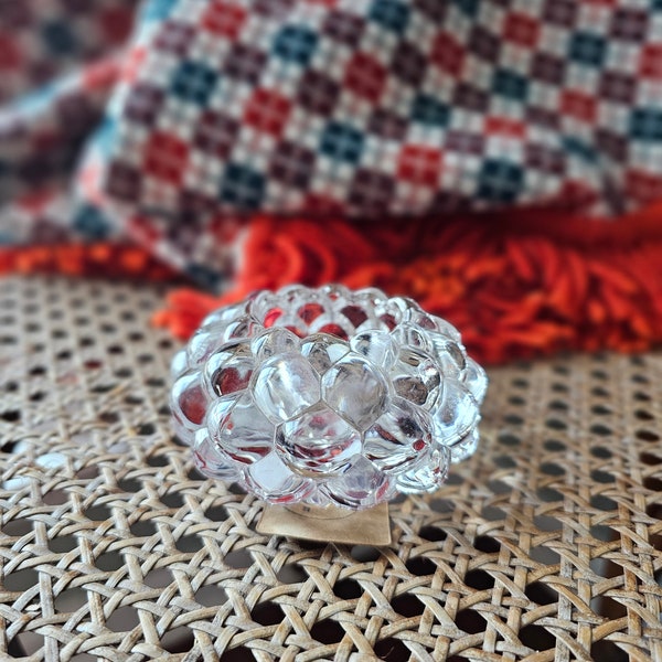 Vintage Raspberry Bubble Votive Crystal Candle Holder