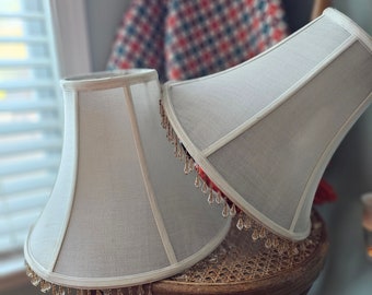 Vintage cream Lamp shades with dangling beads