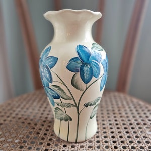 Vintage Hand Painted Floral 8" Ceramic Vase