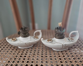 Vintage Ceramic Aladdin Oil Lamps