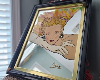 Hand Painted Mirror vogue woman