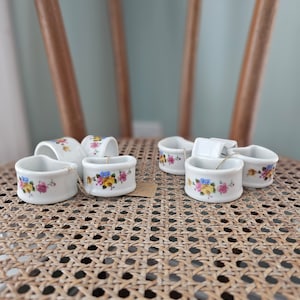Vintage Porcelain Floral napkin rings set of 8