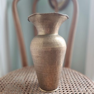 Tall hammered brass Vintage Vase with Aged PATINA