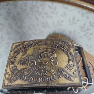 Vintage Brass Model T Belt Buckle - Henry Ford Automotive