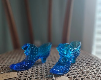 Vintage Fenton Blue Hobnail Slipper/Shoe