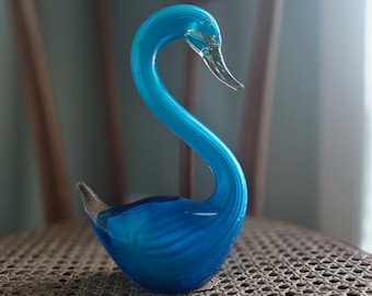 ヴィンテージアートガラスグリーンダックスワンフィギュアゴージャスで