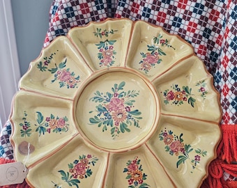 ヴィンテージ イエロー 9 セクション セラミック サービング ディッシュ トレイ