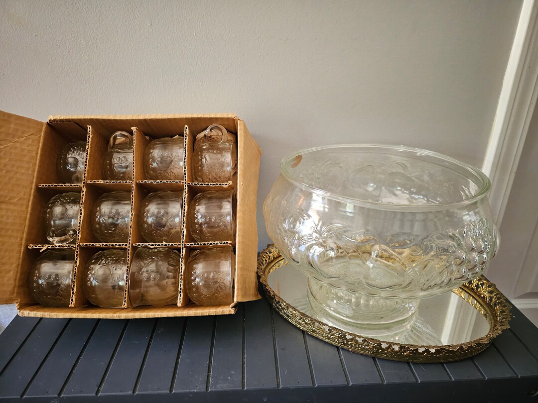 Vintage Punch Bowl and Glasses Set Etsy