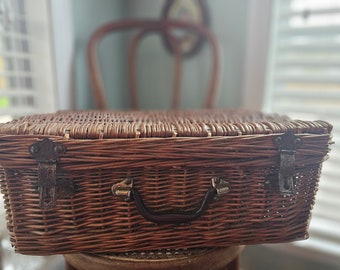 Antique Wicker suitcase basket from Spain