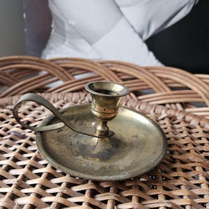 Vintage Brass Chamberstick with Handle