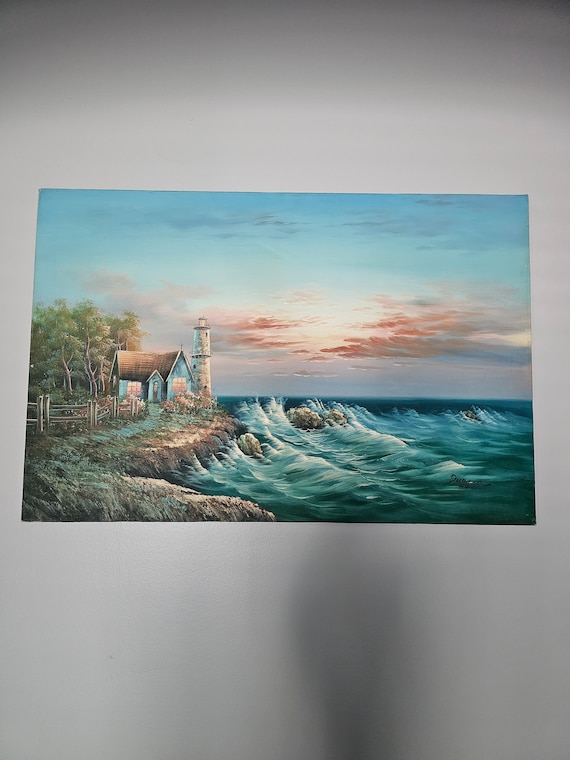 バーナード B ダガン サイン入り 海景キャンバス絵画 大 24 x 36