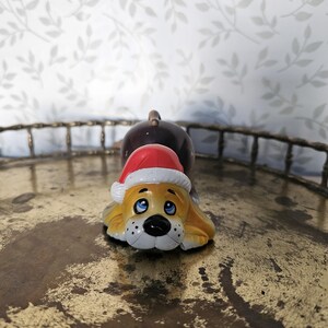 Vintage plastic Christmas basset hound figurine