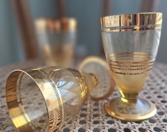 Vintage Romanian Gold Rimmed bar glasses