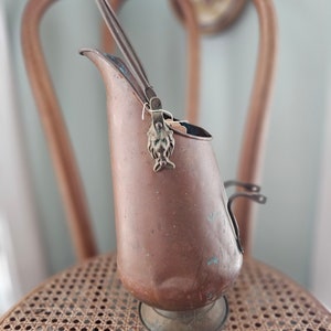 French Vintage Copper and Brass Coal / Ash Scuttle Bucket , Antique Fireplace Decor