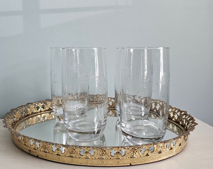 Vintage Princess House Etched Floral Glasses Etsy