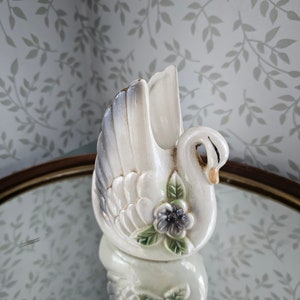 Vintage Glazed Ceramic Swan Planter