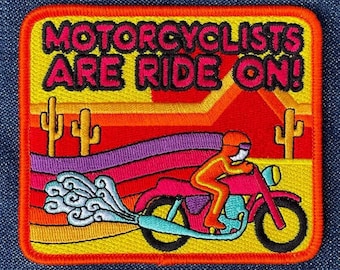 Motorradfahrer sollen weiter fahren! Gestickter Aufnäher