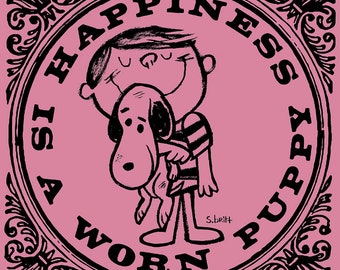 Happiness Is A Worn Puppy - 3" Vinyl Stickers