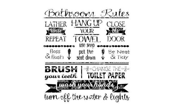 Svg Png Dfx Bathroom Rules Digital Files Cricut Etsy
