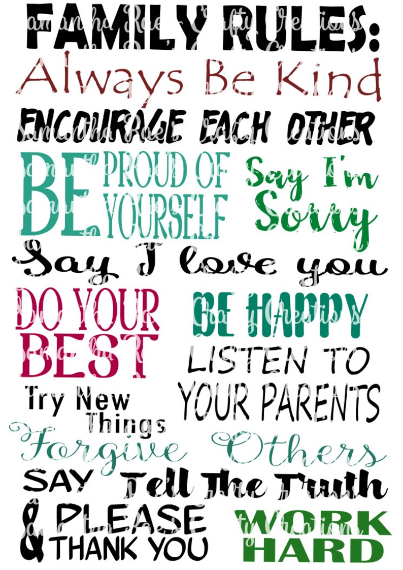 Download Family House Rules SVG PNG DFX digital file Cricut | Etsy