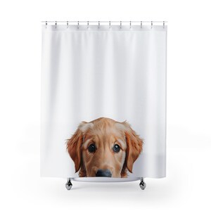 Golden Retriever Duschvorhänge, Hund Badezimmer Dekor, wasserdichter Badvorhang, Tierliebhaber Geschenk, niedliches Welpen Badezimmer Zubehör