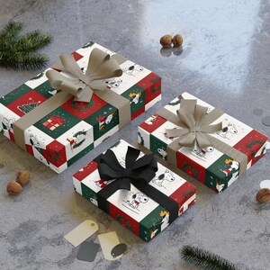 Wrapping Paper Roll - Snoopy Holiday Christmas Gift Wrap, Festive Illustrations, Cute Xmas Decor, Gift Wrapping Paper Rolls, 1pc, Festive