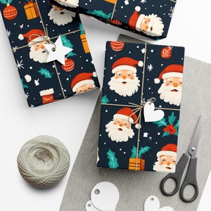 Gift Wrap Papers, Christmas Gift Wrapping Sheets, Holiday Santa Wrapping Paper, Festive Stockings Decorative Wrap, Holly Snowflakes