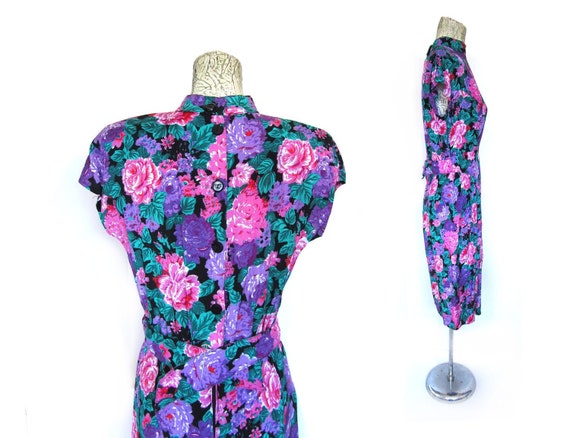 Vintage 80s Tropic Of Love Floral Print Cocktail … - image 2