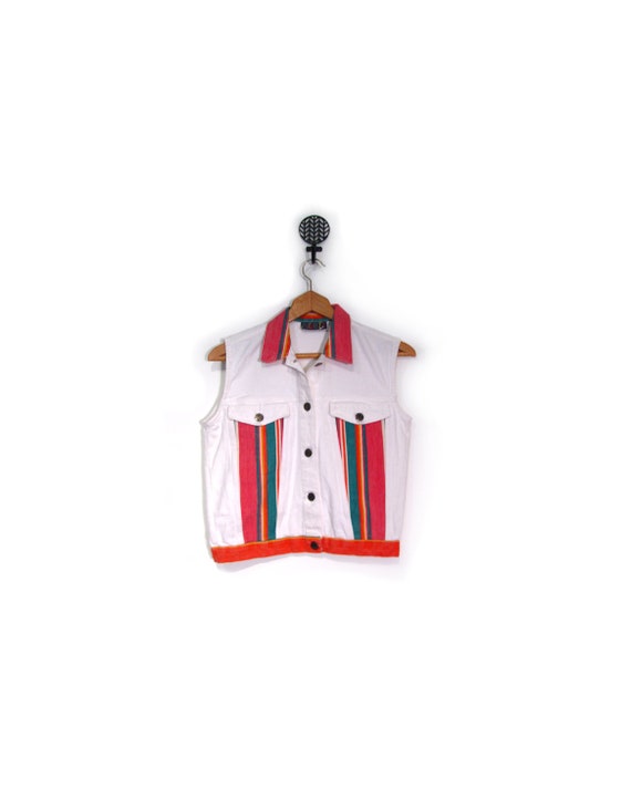 Stripes fancy in Red and White color with jacket collar and pockets Made in Italy Sleeveless Original Vintage 50s cotton Apron