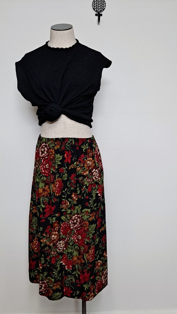 90s Grunge Rose Garden Floral Secretary Skirt wom… - image 1