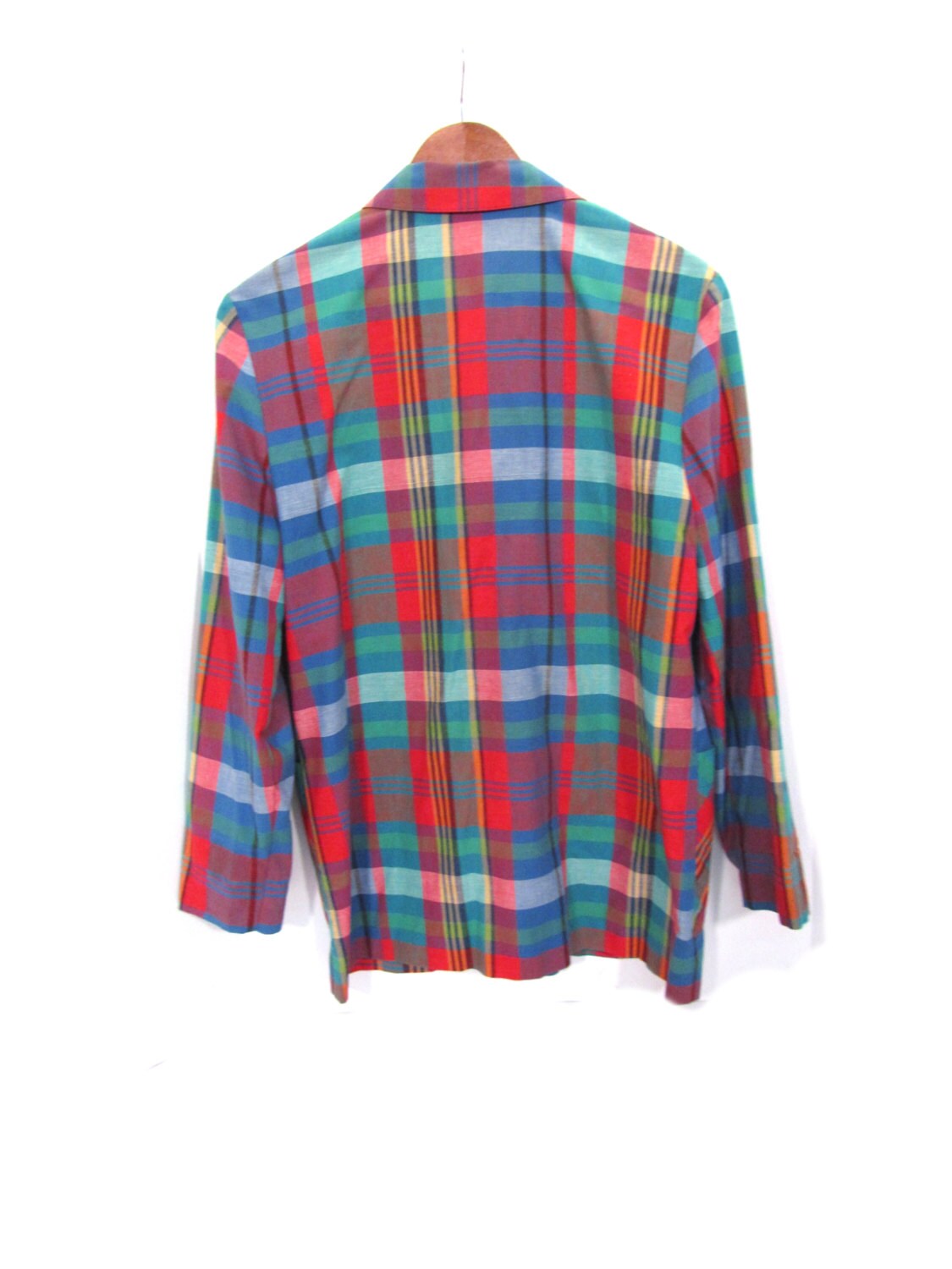 Vintage 80s Colorful Tartan Plaid CAMPUS Button up Preppy Chic - Etsy