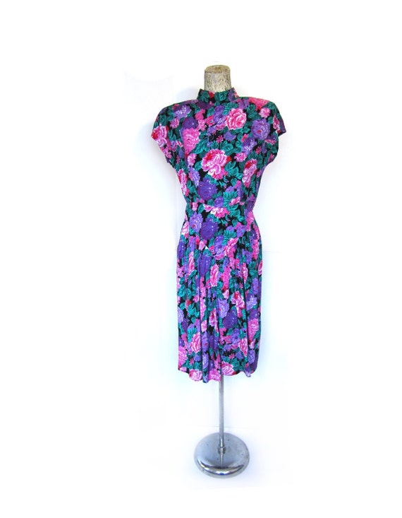 Vintage 80s Tropic Of Love Floral Print Cocktail … - image 3