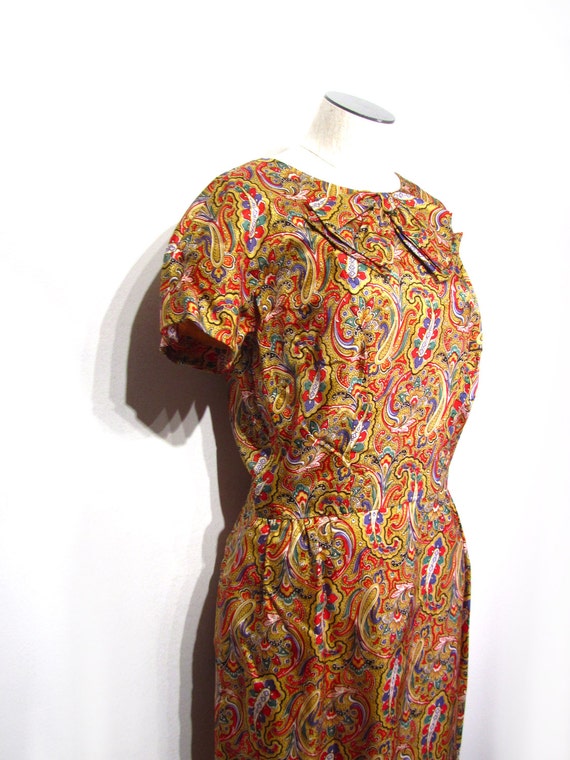 Vintage 1950s Handmade Gold Paisley Mad Men Cockt… - image 4