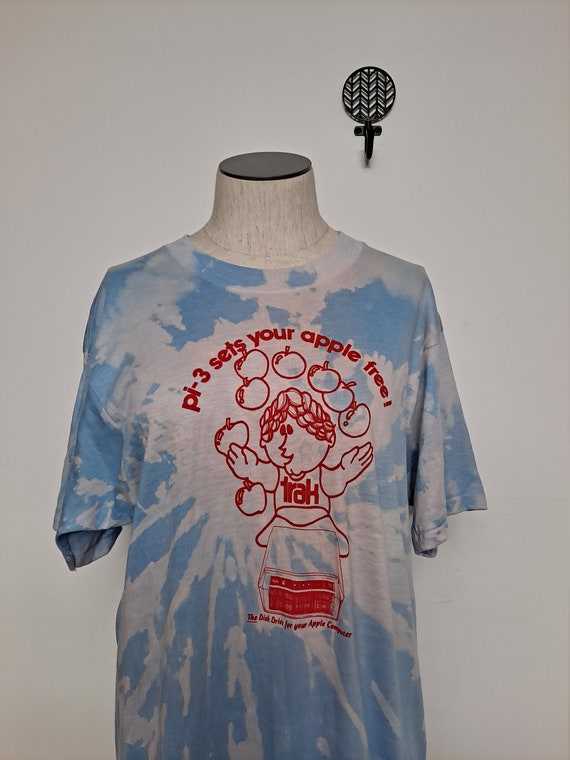 Vintage 80s Baby Blue Tye Dye Apple Mac Promo T S… - image 6