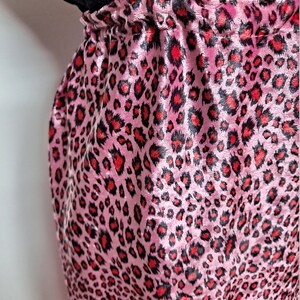 Vintage 90s Romy & Michelle Hot Pink Cheetah Print Pencil Skirt with Feather Trim women medium large disco skirt club kid raver image 7