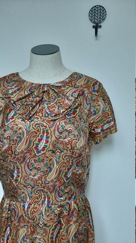 Vintage 1950s Handmade Gold Paisley Mad Men Cockt… - image 6