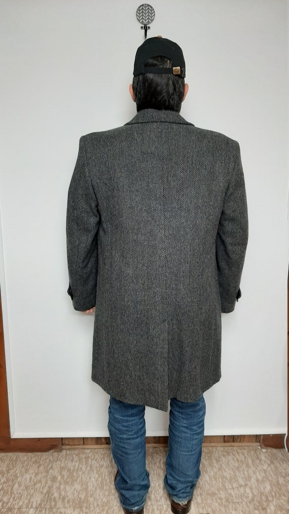 Vintage 70s Oversized Stafford Gray Herringbone W… - image 3