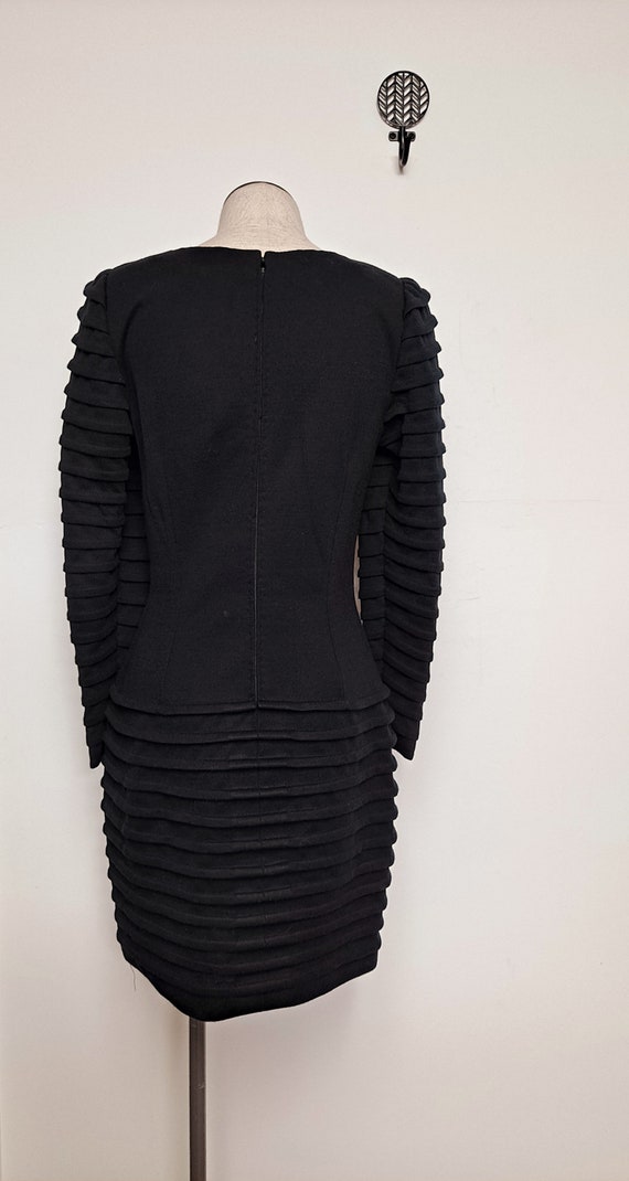 Vintage 80s Black Fitted Avant Garde Body Con Min… - image 6