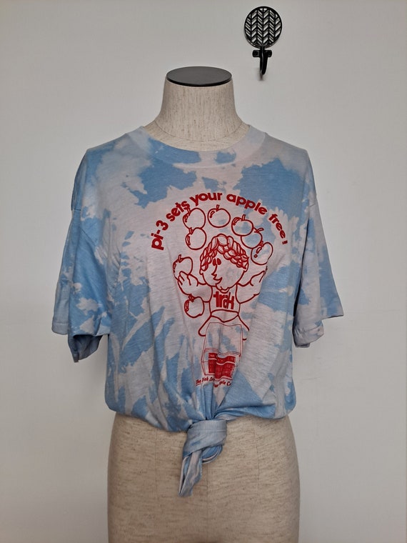 Vintage 80s Baby Blue Tye Dye Apple Mac Promo T S… - image 2