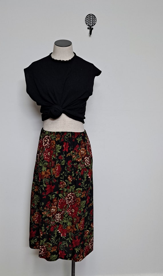 90s Grunge Rose Garden Floral Secretary Skirt wom… - image 3