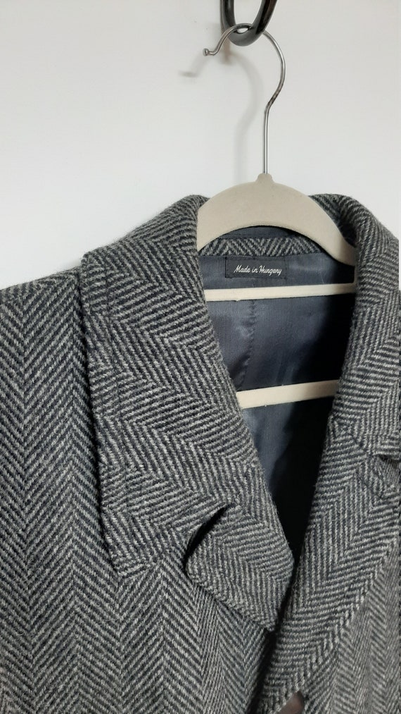 Vintage 70s Oversized Stafford Gray Herringbone W… - image 6