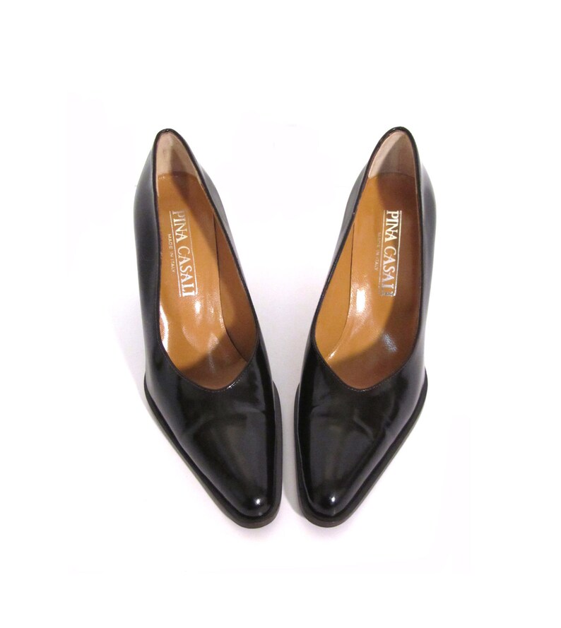 Vintage 90s ESPRESSO Stacked Italian Leather Avant Garde Heels | Etsy