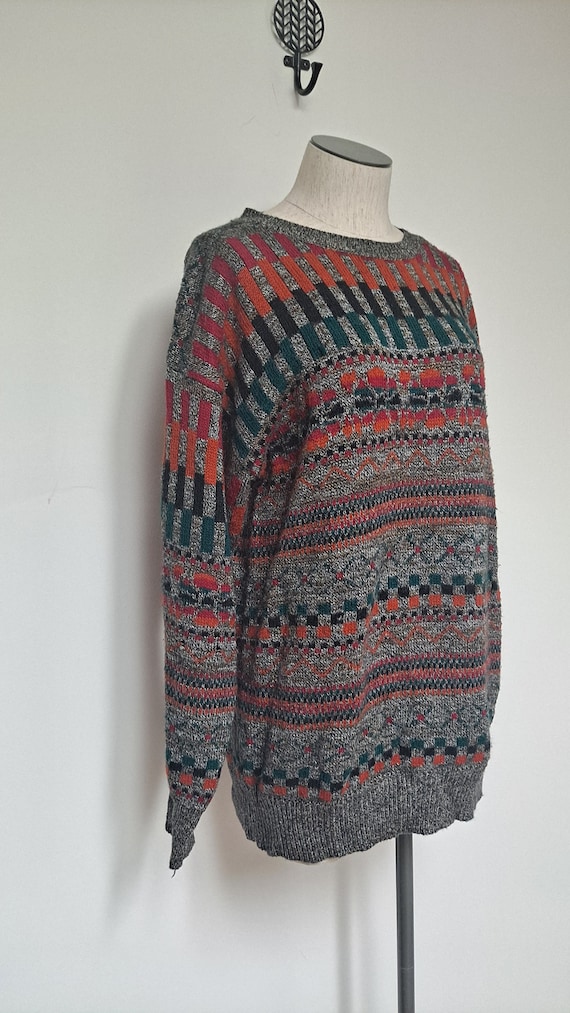 Vintage 80s Colorful Slouchy Knit Sweater unisex m