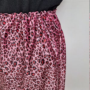 Vintage 90s Romy & Michelle Hot Pink Cheetah Print Pencil Skirt with Feather Trim women medium large disco skirt club kid raver image 6