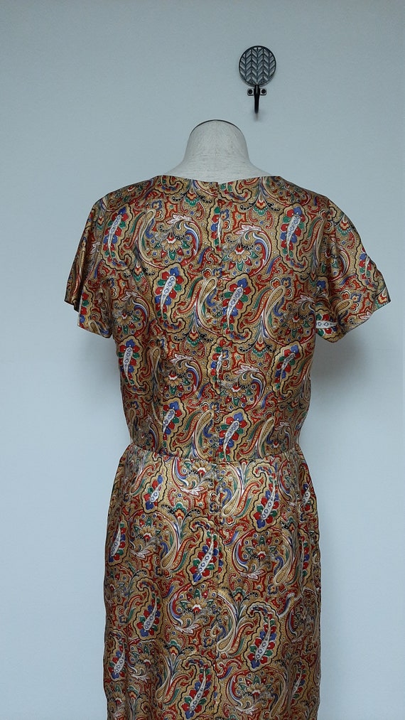 Vintage 1950s Handmade Gold Paisley Mad Men Cockt… - image 5